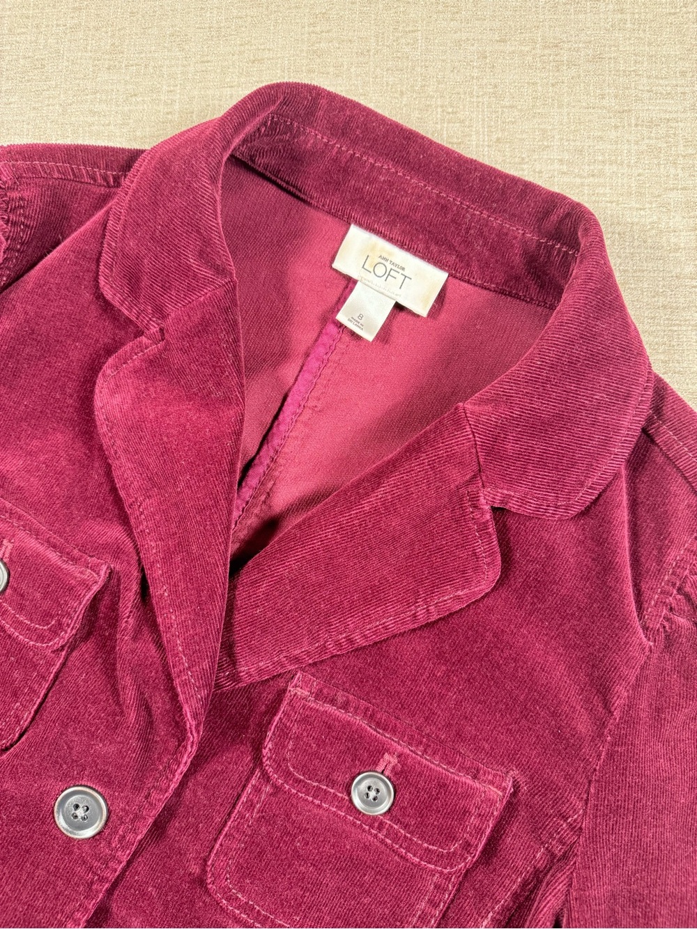LOFT Corduroy Blazer in Burgundy sz 8